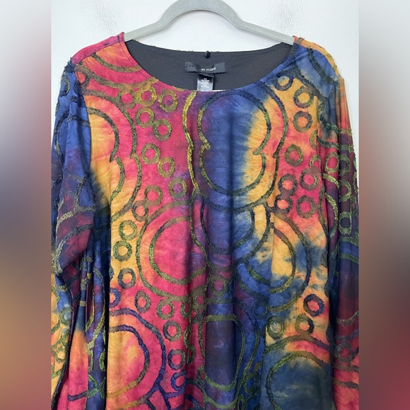 Ali Miles 1X Plus Tie Dye Embroidered Swing Comfortable Top Art To Wear Abstract - Picture 2 of 6